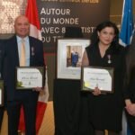 L-R Eyad Fallouh, volunteer, Parsa Famili, President, Fati Davoudi, Executive Director, Hope for Dementia with Emmanuella Lambropoulos, M.P. Saint-Laurent